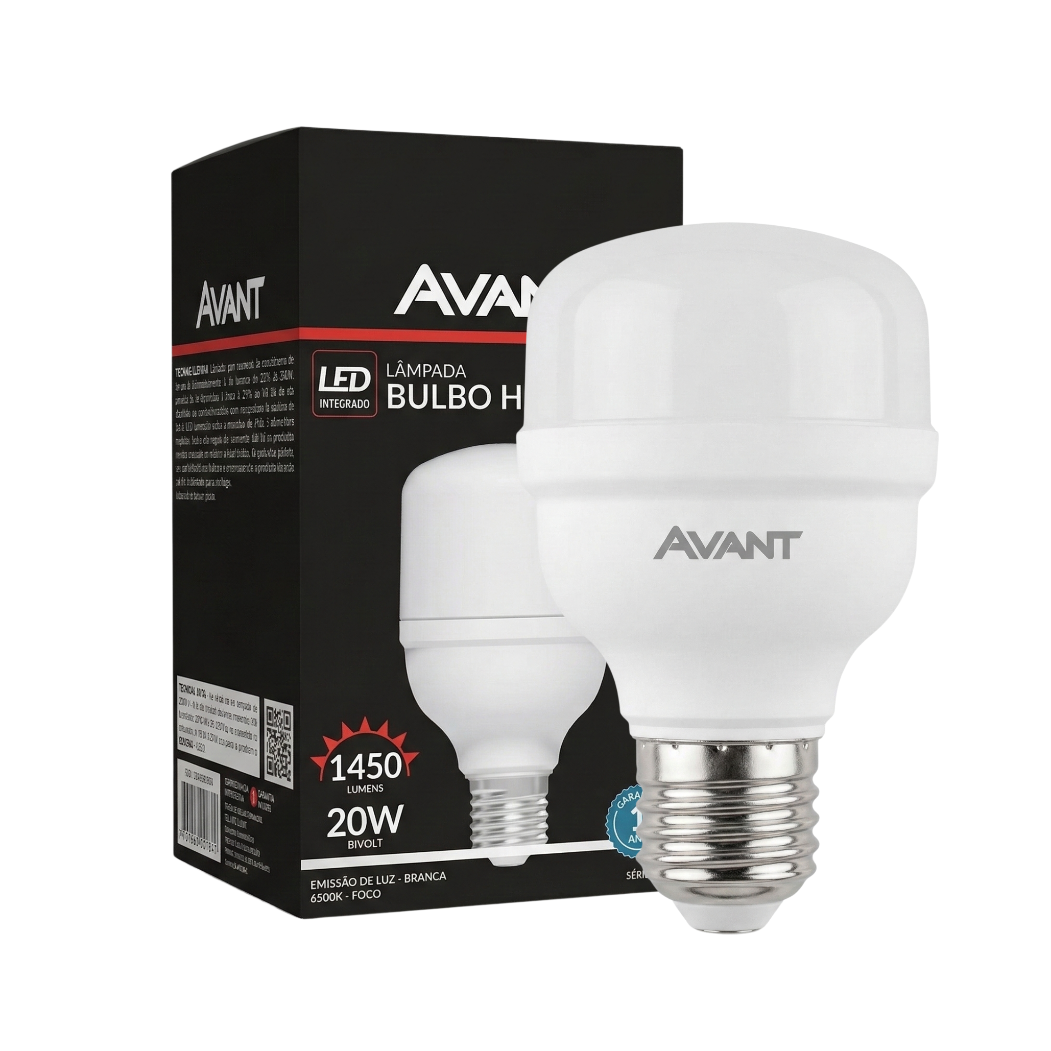 Kit Lâmpadas LED Bulbo HP Avant 20W E27 Bivolt 6500K Luz Branca Fria – 1450 Lúmens Alta Potência