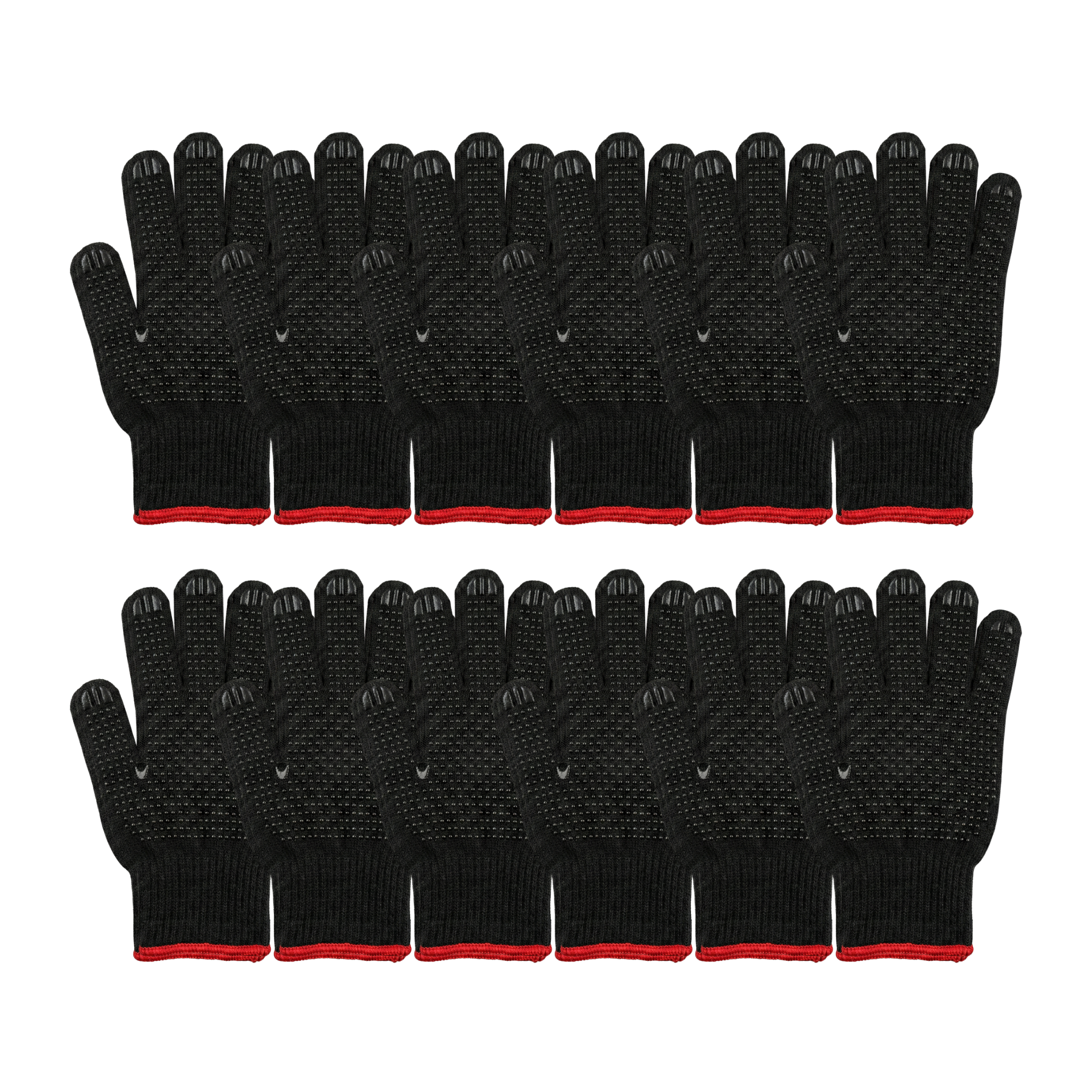 Luva de Segurança em Tecido Algodão Pigmentada Preta com Grip Antiderrapante