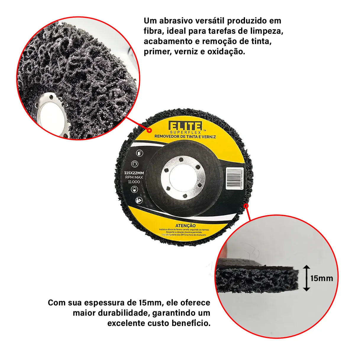 Kit 2 Disco Strip Removedor de Tinta Verniz Ferrugem 115mm Elite