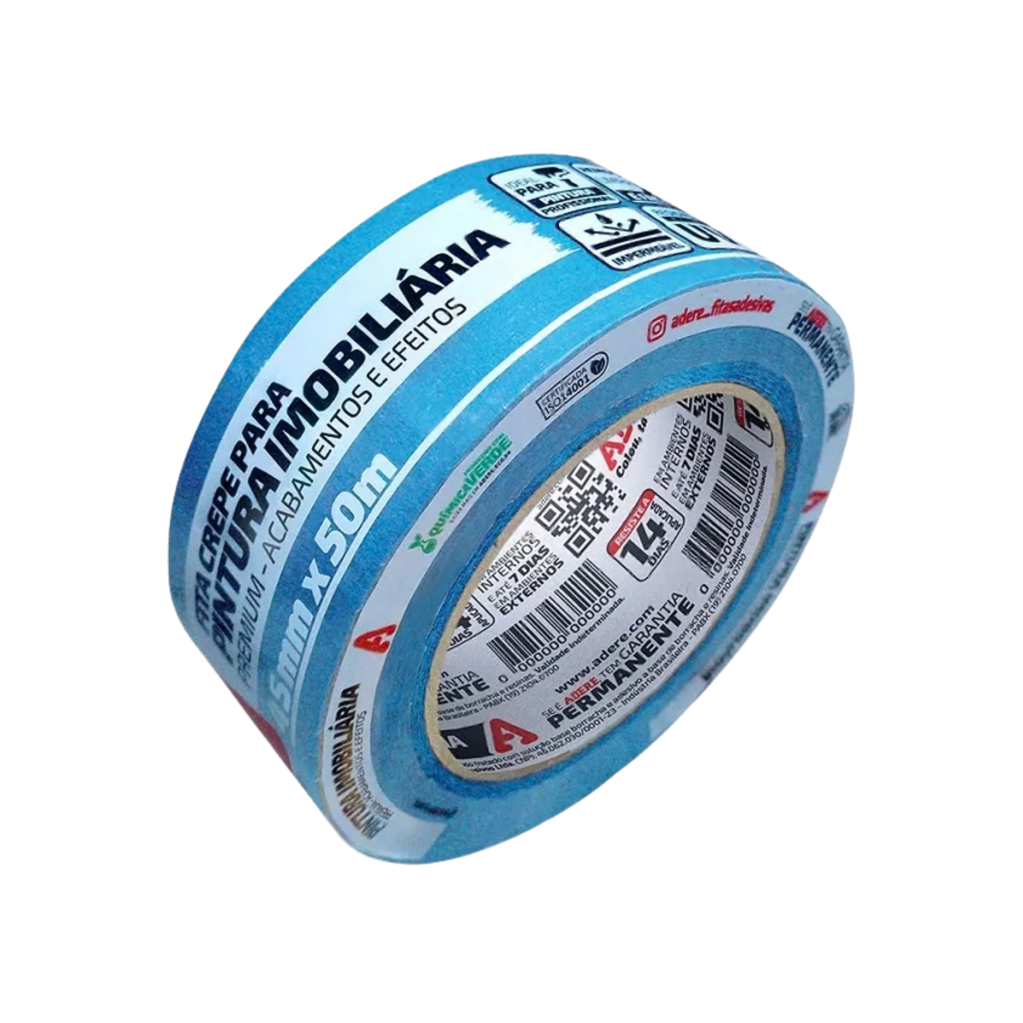 Fita Crepe Azul Profissional 45mm x 50m Adere - Acabamentos e Efeitos Especiais para Pintura