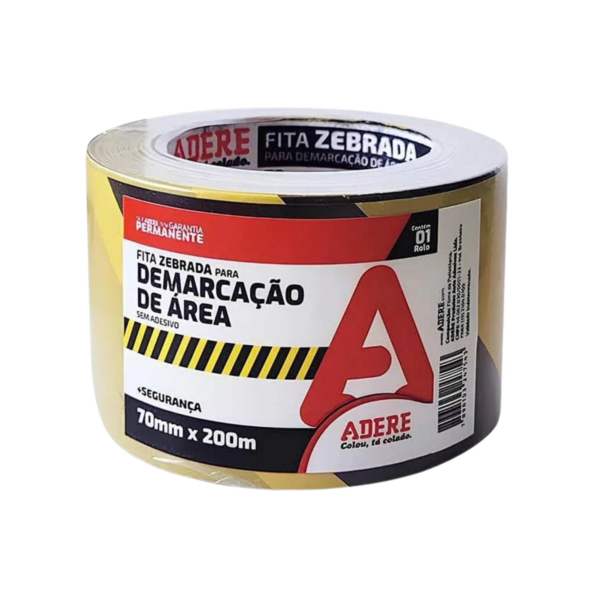 Fita de Demarcação Preta e Amarela Adere 70mm x 200m – Sinalização de Segurança