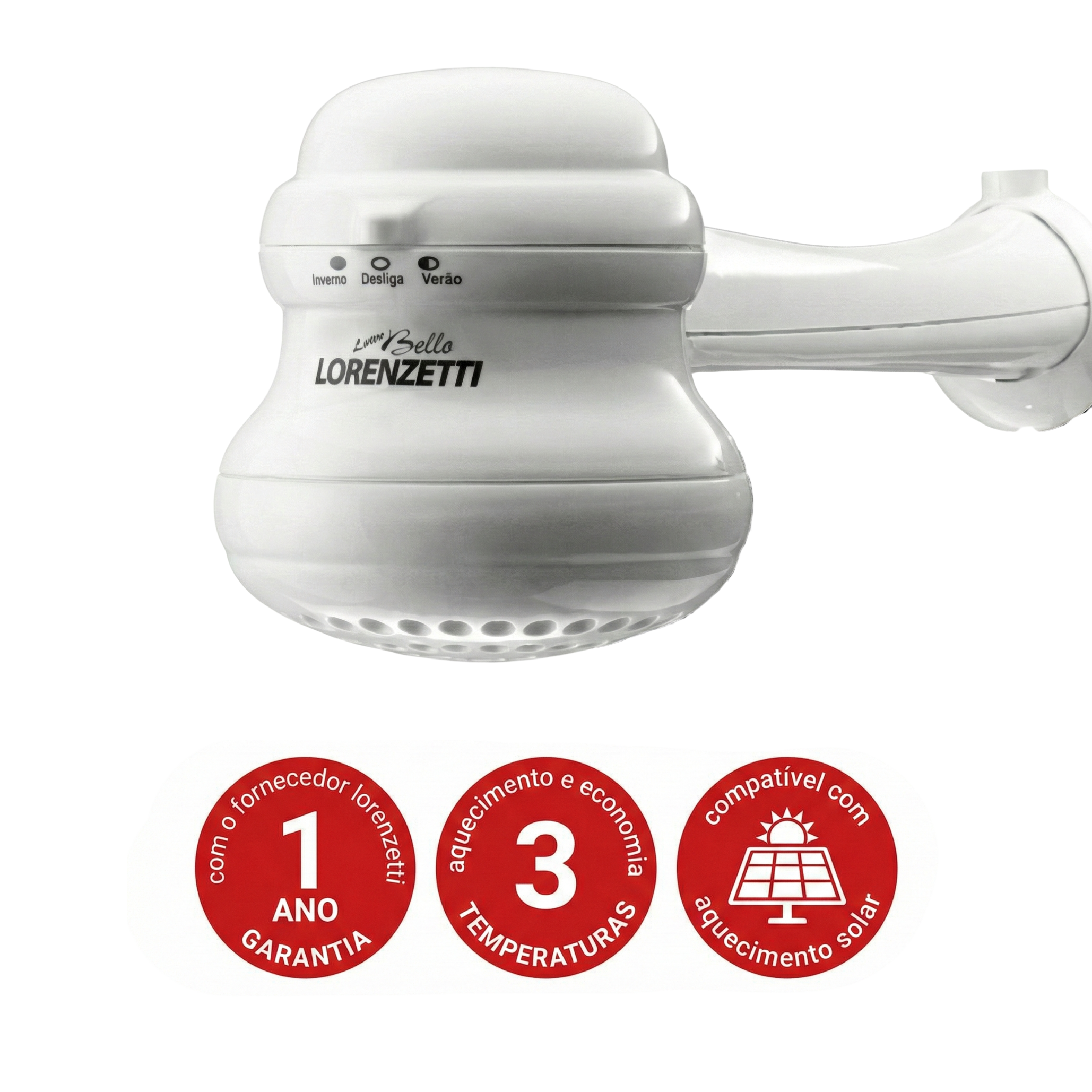 Ducha Lorenzetti Loren Bello com Cano - 3 Temperaturas - Disponível em 127V (5500W) e 220V (6800W)