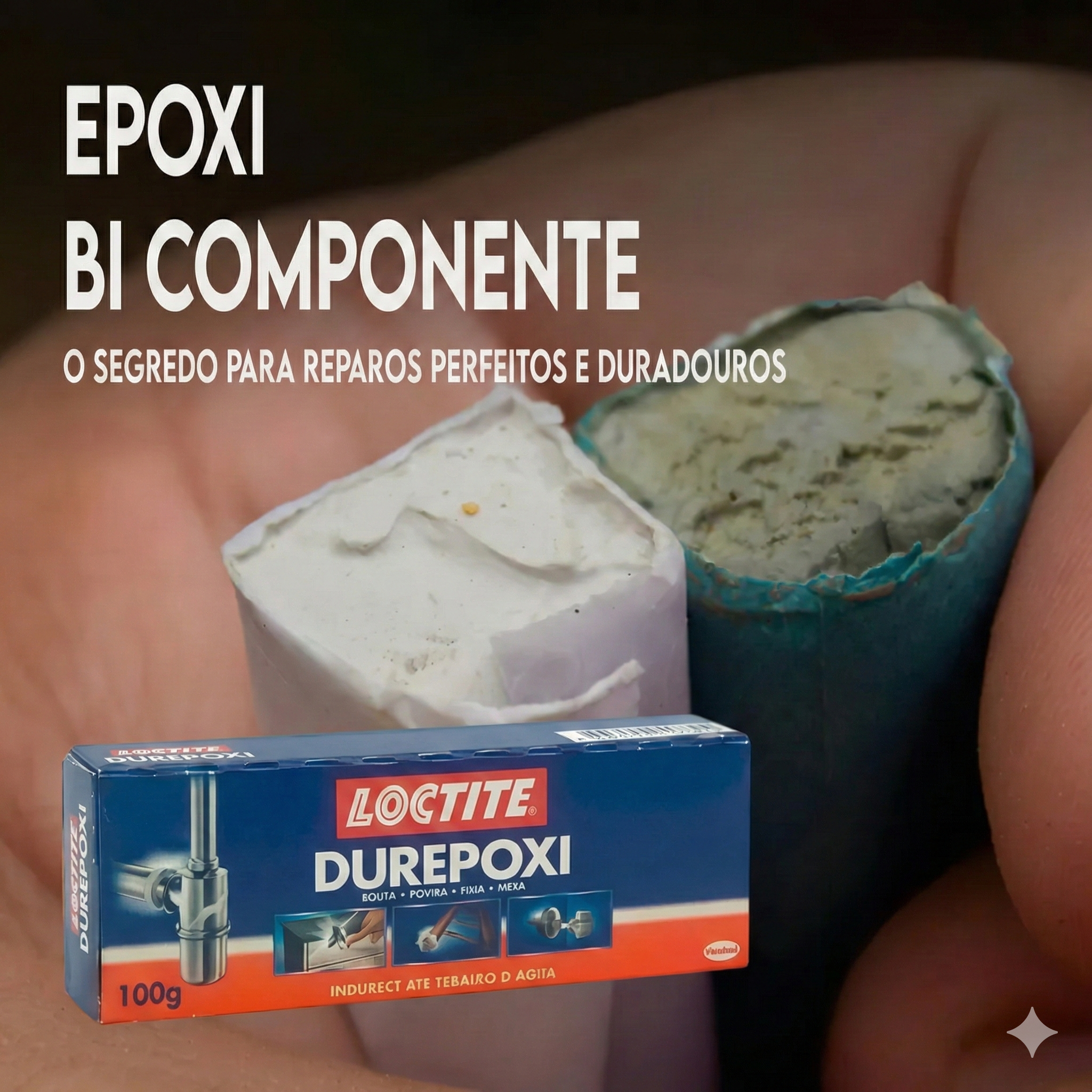 Cola Massa Adesiva Epóxi Durepoxi Cinza 100g Loctite