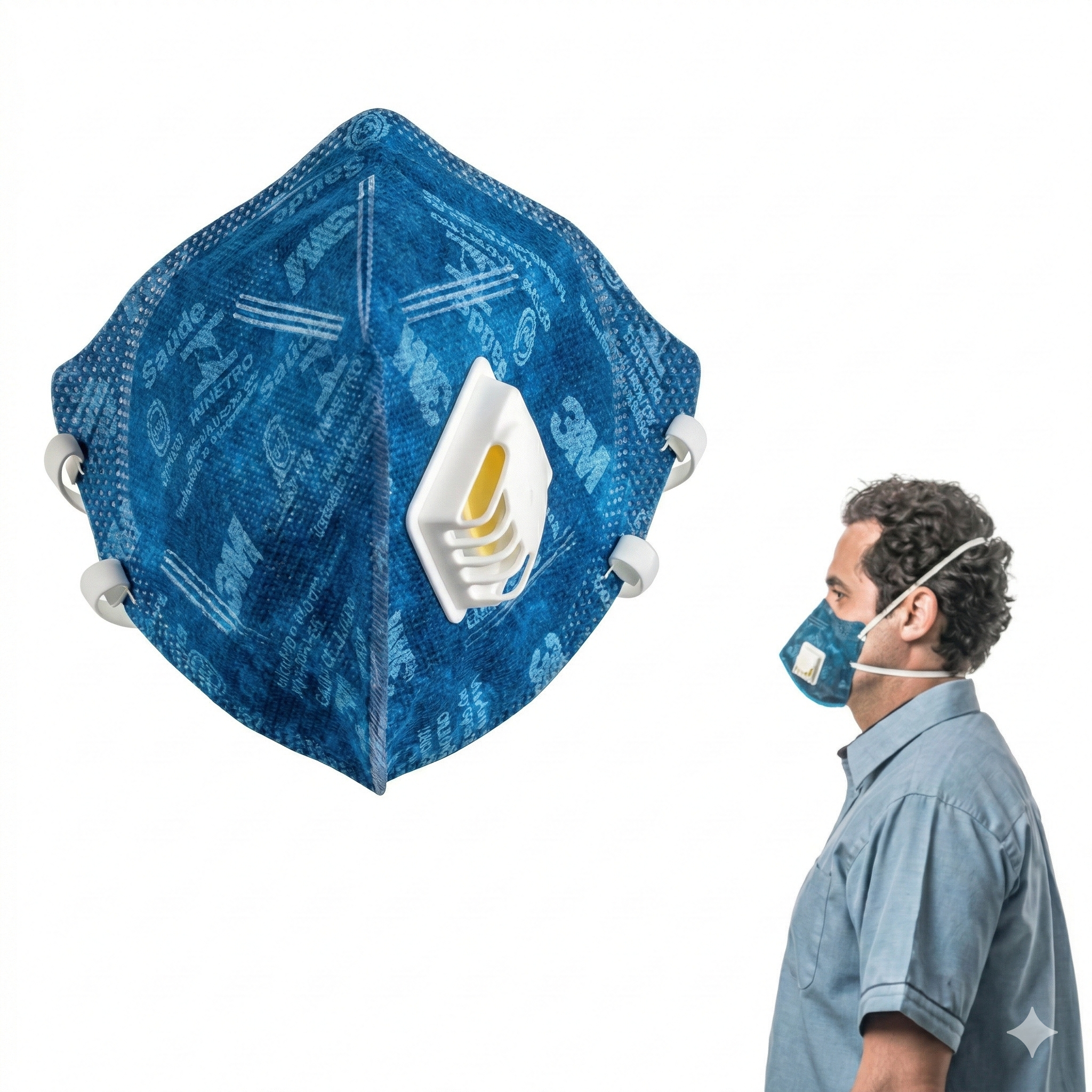 Kit 10 Mascaras 3M 9822 PFF2 (S) com Válvula de Exalação e Clipe Nasal Ajustável