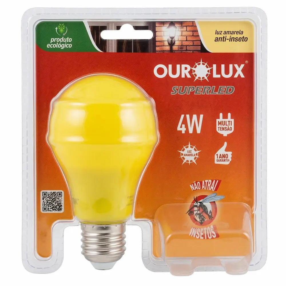 Lâmpada LED Anti Inseto 4W E27 1600K Amarela Bivolt Ourolux