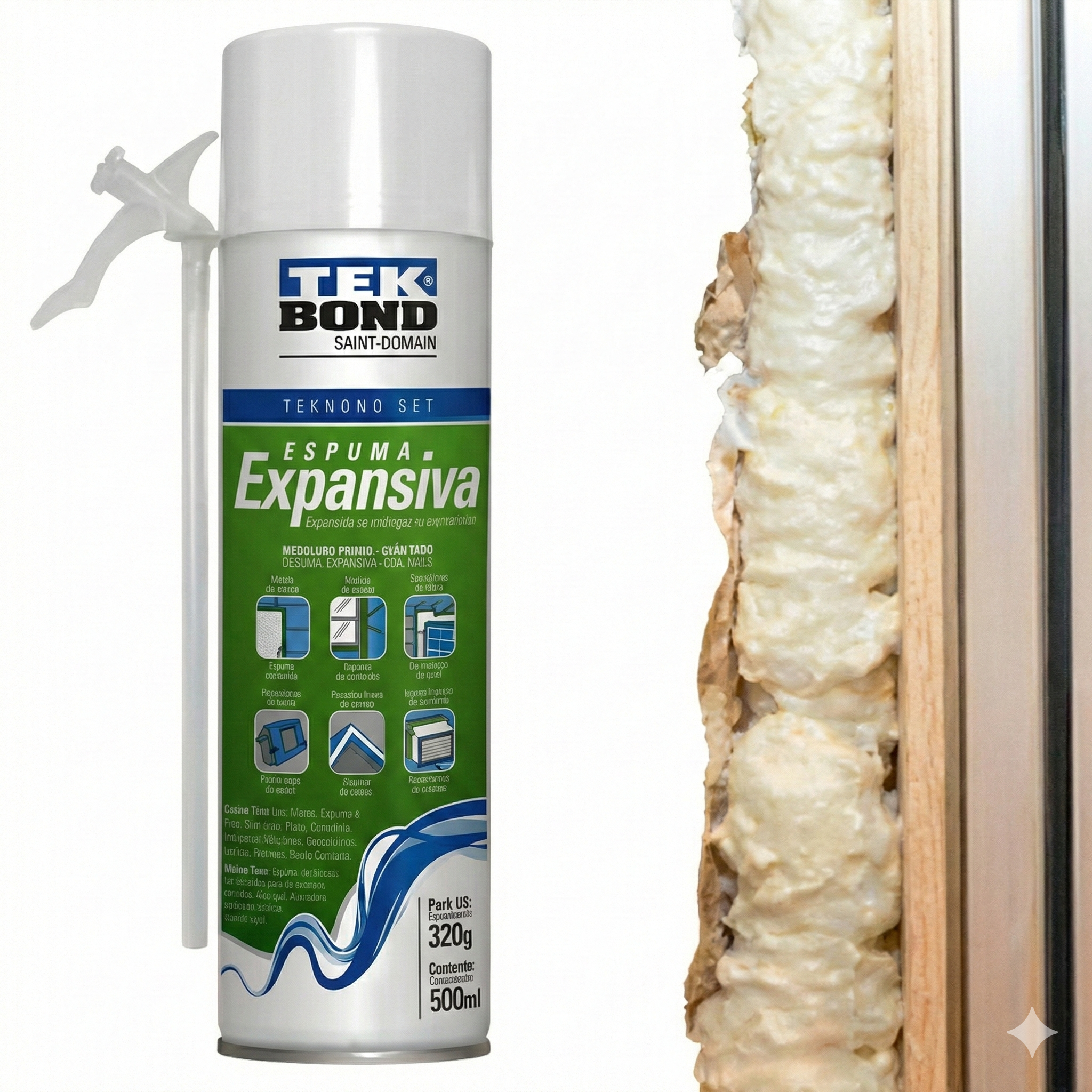 Kit 3 Espumas Expansivas Tekbond PU Uso Geral 500ml – Poliuretano Profissional