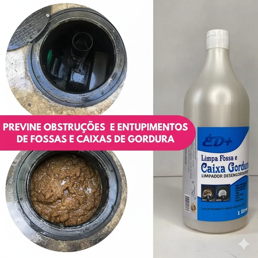 Limpa Fossa e Caixa de Gordura ED+ Desengordurante Concentrado 1 Litro