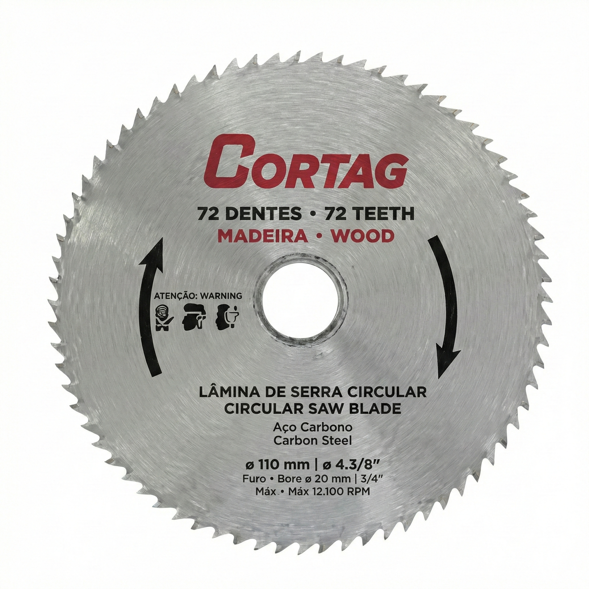 Lâmina de Serra Circular Cortag 72 Dentes 110mm para Madeira