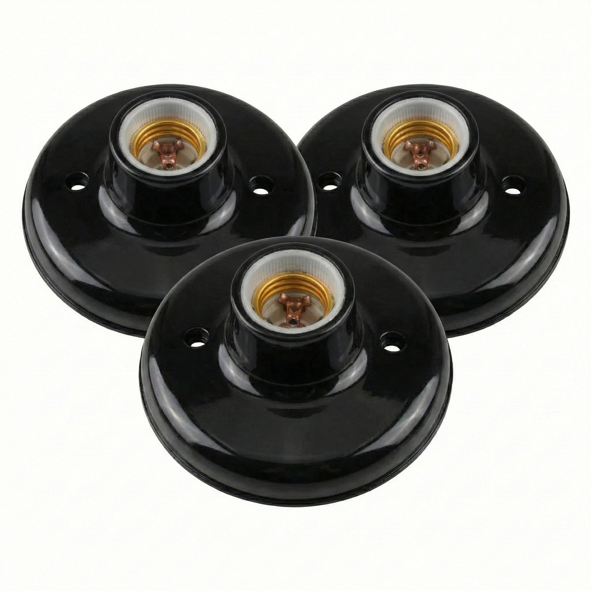 Kit 3 Unidades Plafon Bocal Lâmpada Plafonier Ilumi 100W - Soquete Porcelana E27 - 250V