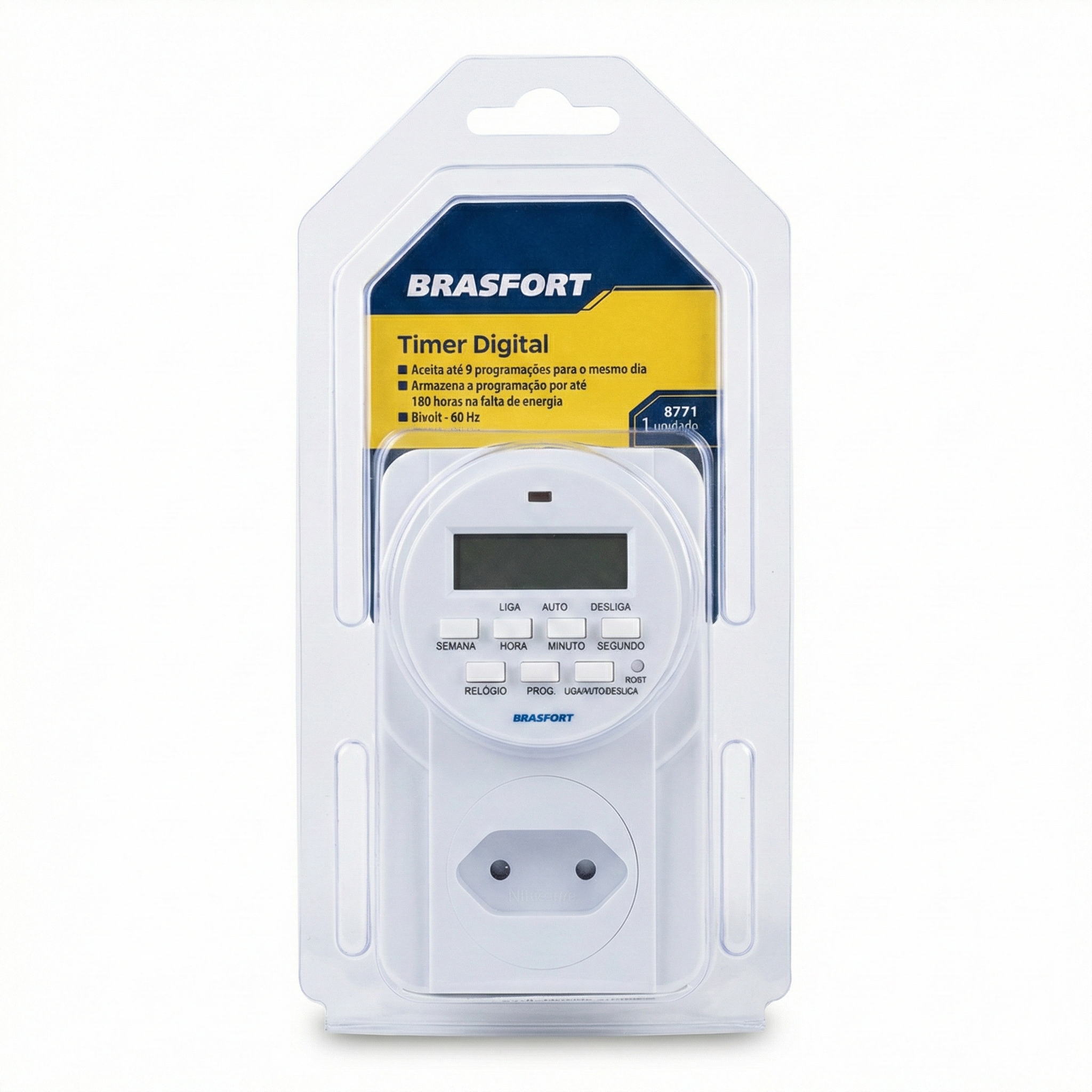 Timer Digital Brasfort Bivolt 8771 – Programador de Tomada com 16 Programações Automáticas