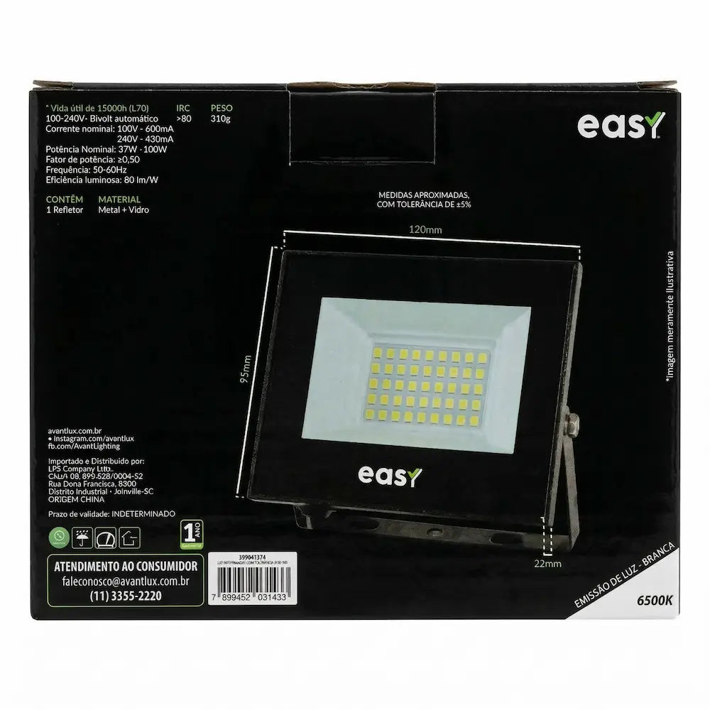 Refletor LED Easy Slim 100W 6500K IP66 Bivolt 2960 Lumens