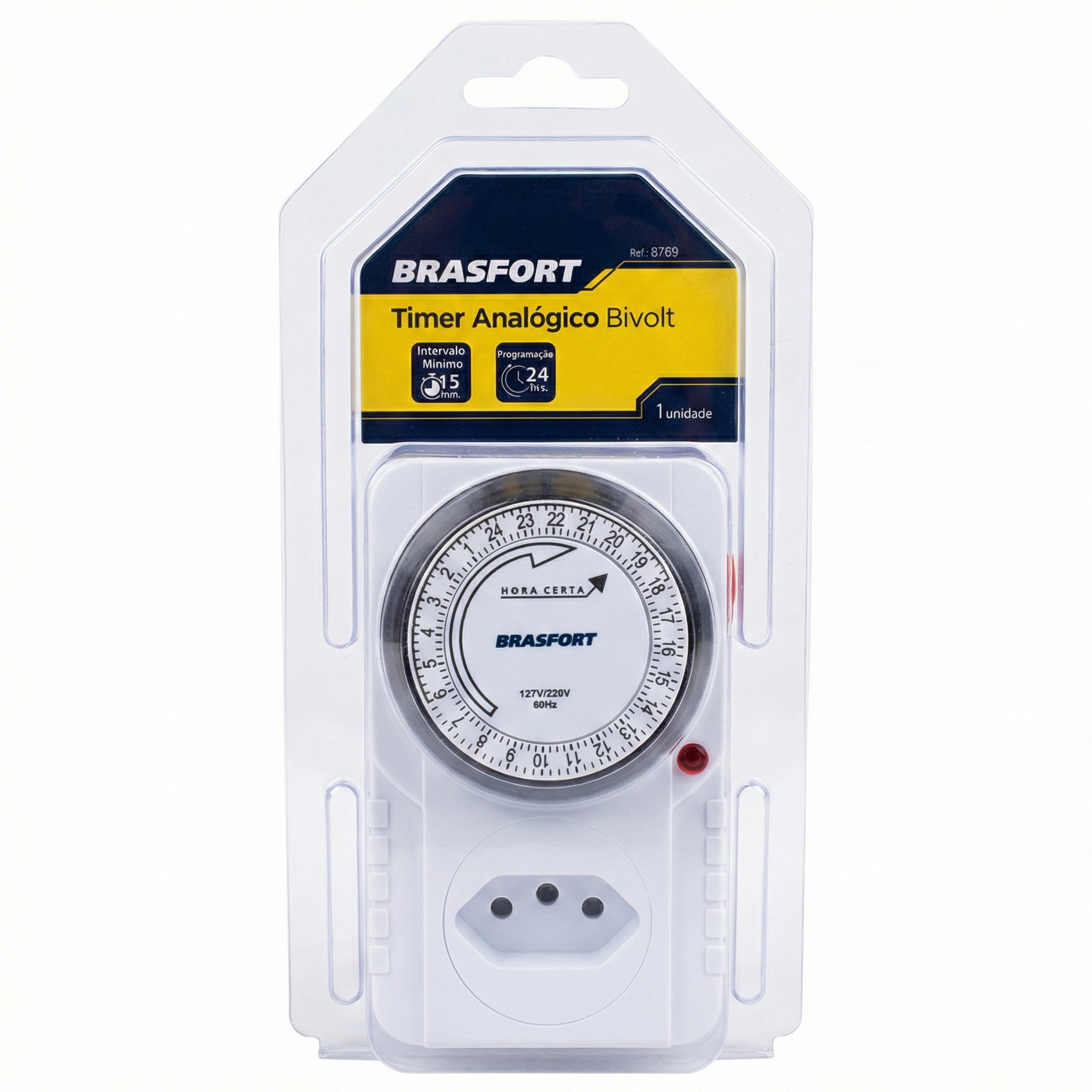 Timer Analógico Brasfort Bivolt 127V/220V Programação 24h Uso Geral