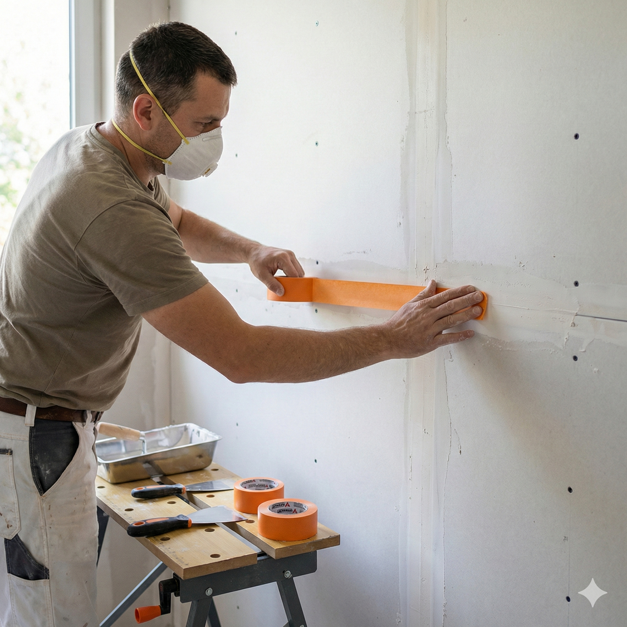 Fita Crepe Laranja 45mm x 50m Adere - Premium Ideal para Drywall e Pintura Imobiliária