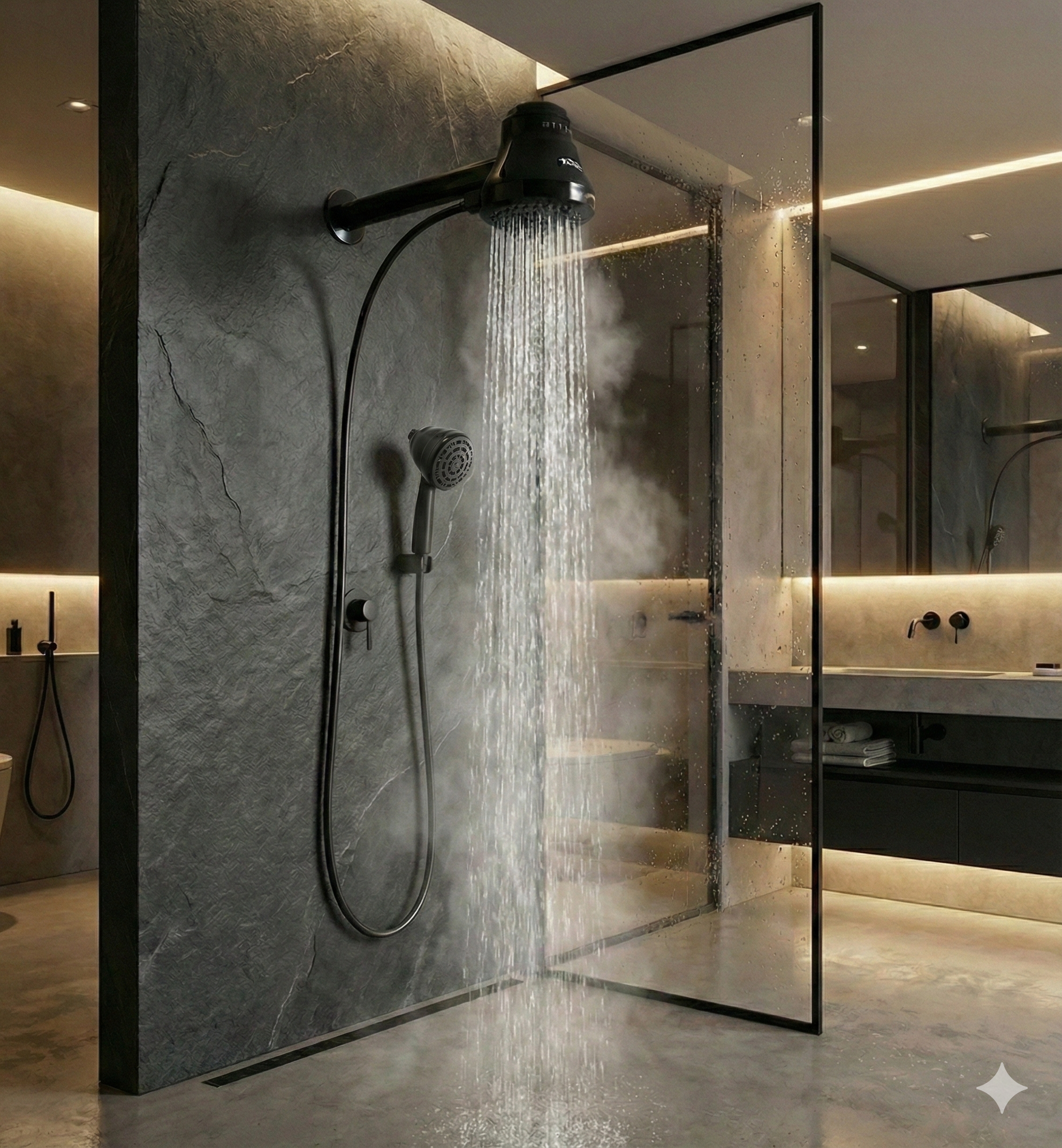 Ducha Elétrica Faminho Black 4T Fame 127V 5400W - Com Braço 30cm - 4 Temperaturas