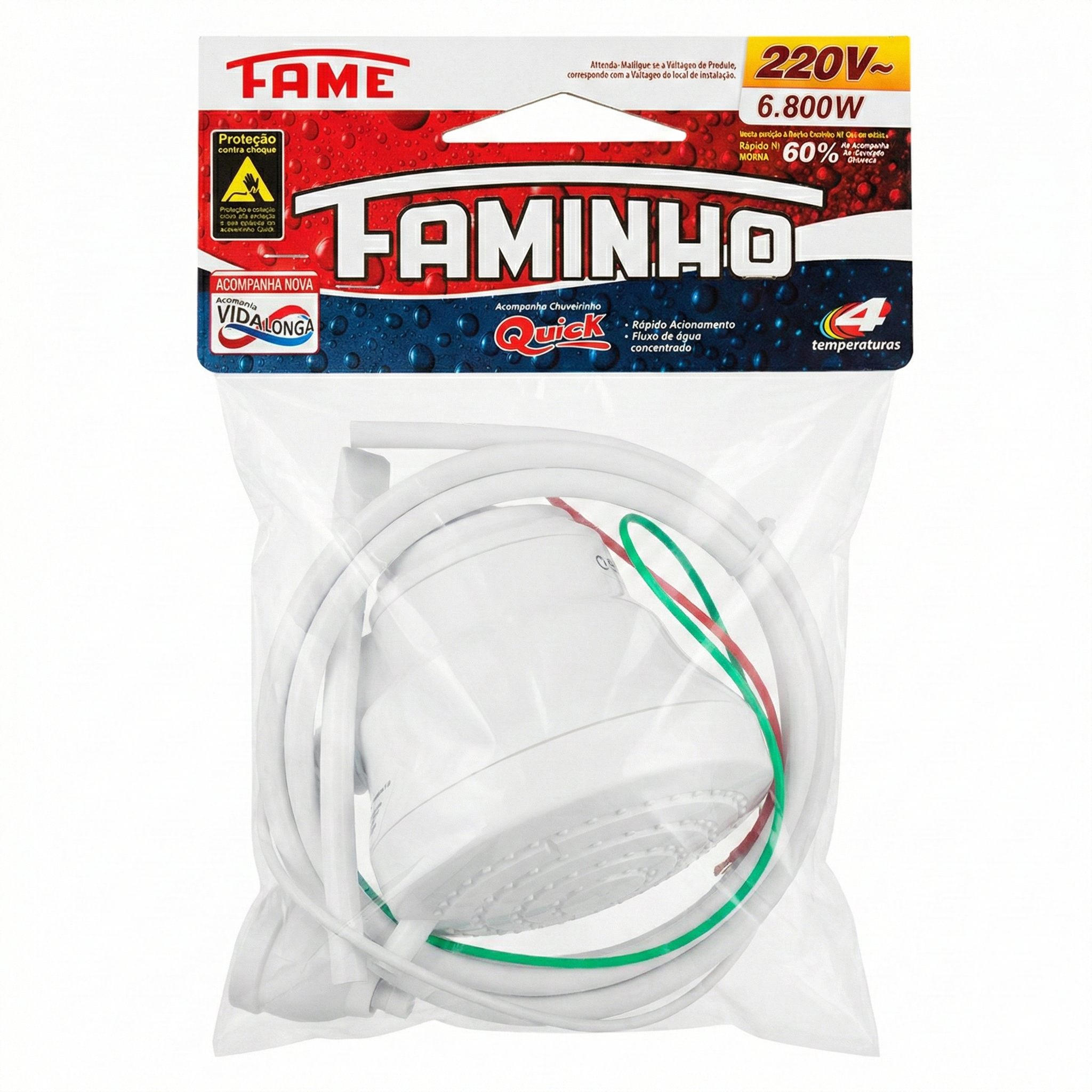 Ducha Faminho 4T Fame Branca - 4 Temperaturas - 127V (5400W) / 220V (6800W)