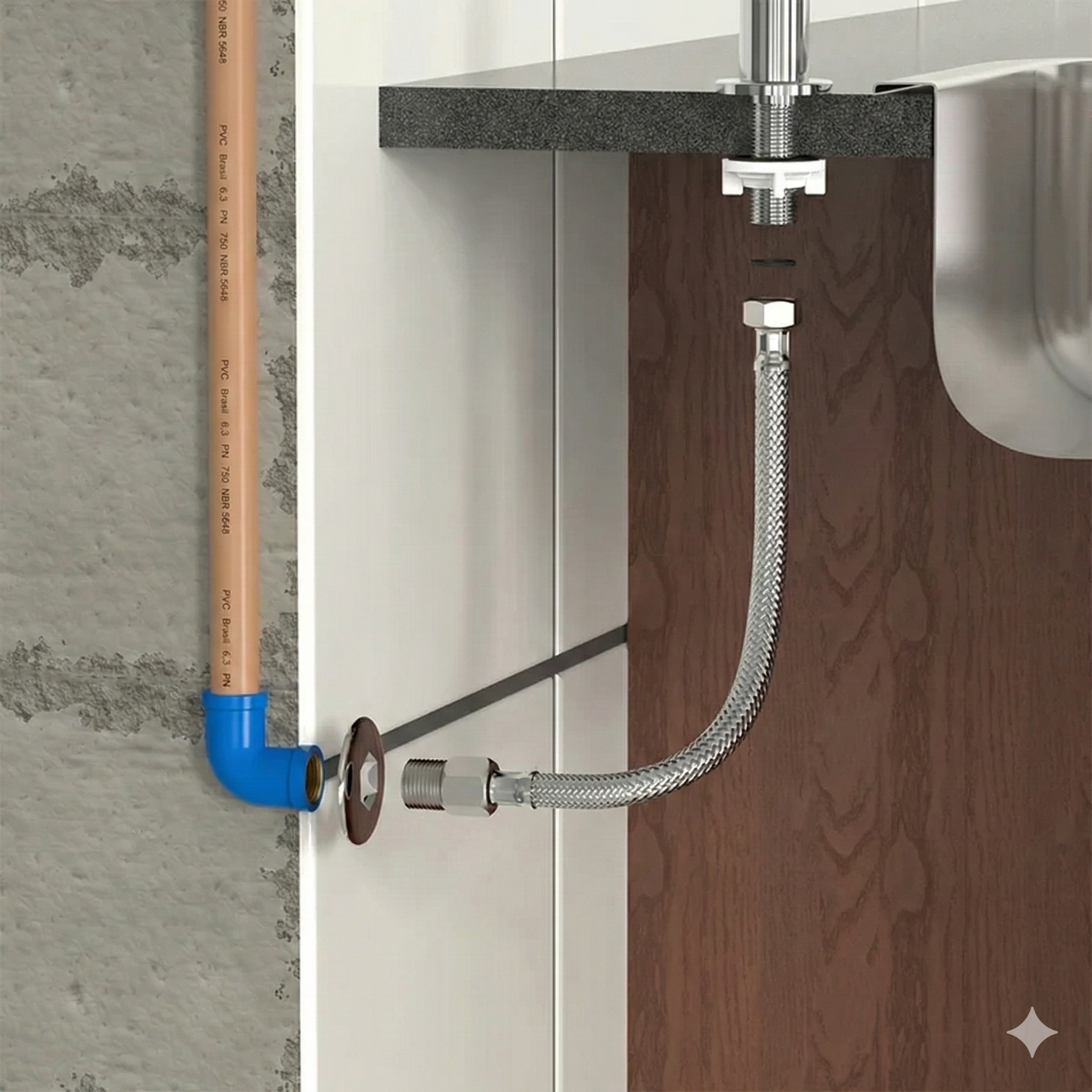 Engate Flexível Malha de Aço Inox 1/2" Blukit - Alta Resistência Água Quente/Fria