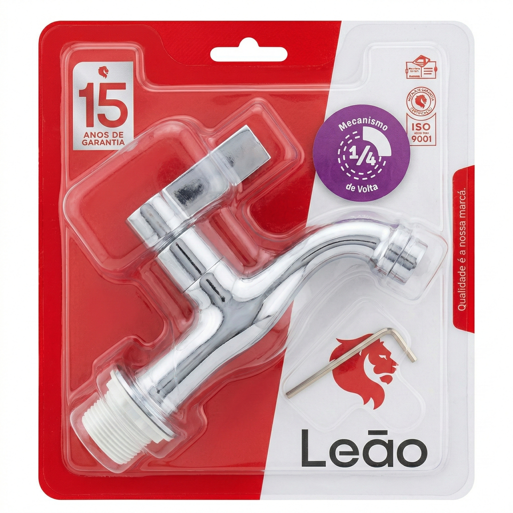 Torneira para Tanque de Parede com Arejador 1/4 de Volta C17 Cromada - Leão Metais