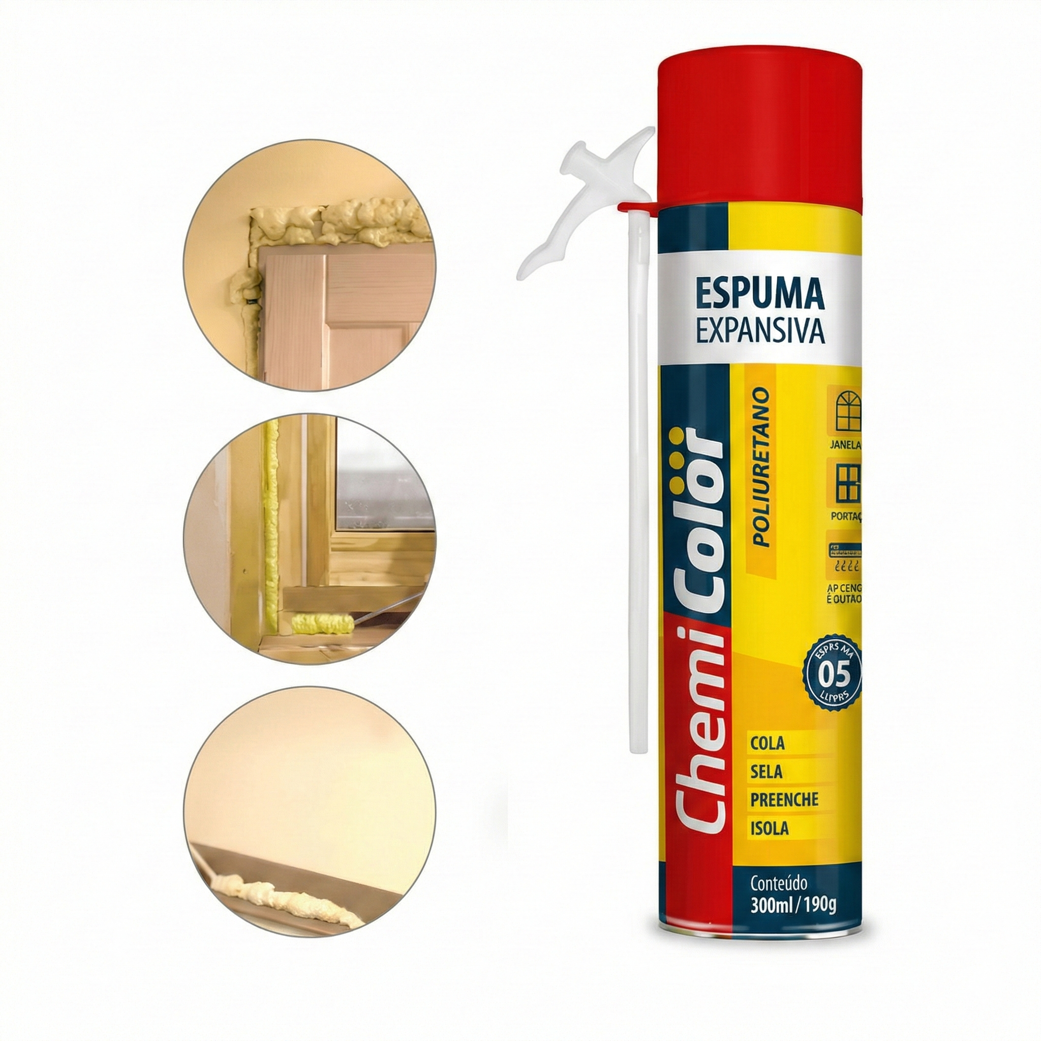 Kit 3 Espuma Expansiva Prime Chemicolor PU Uso Geral 500ml / 280g MP90