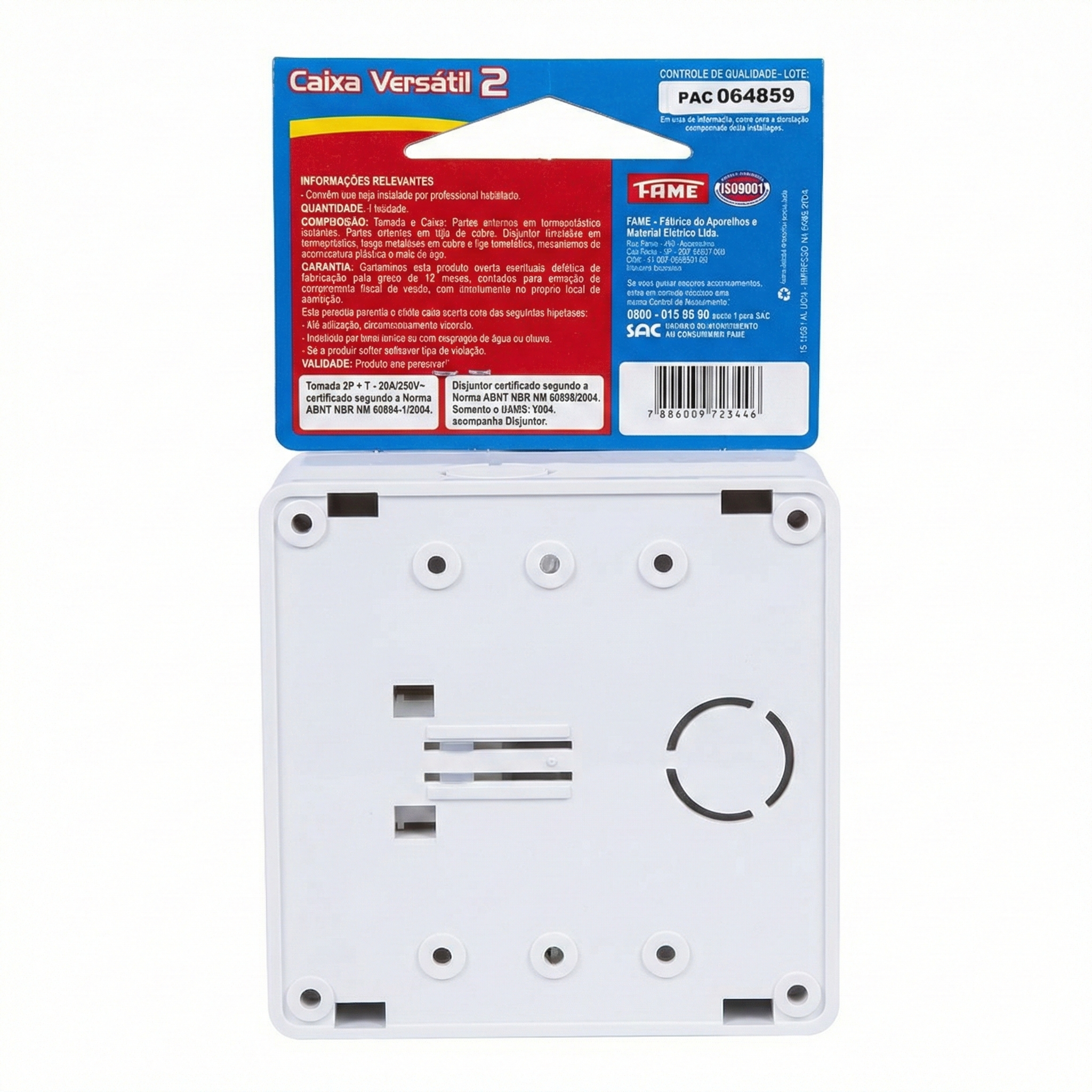 Caixa Versátil 2 FAME de Sobrepor com Tomada 20A - Ideal para Ar Condicionado e Micro-ondas