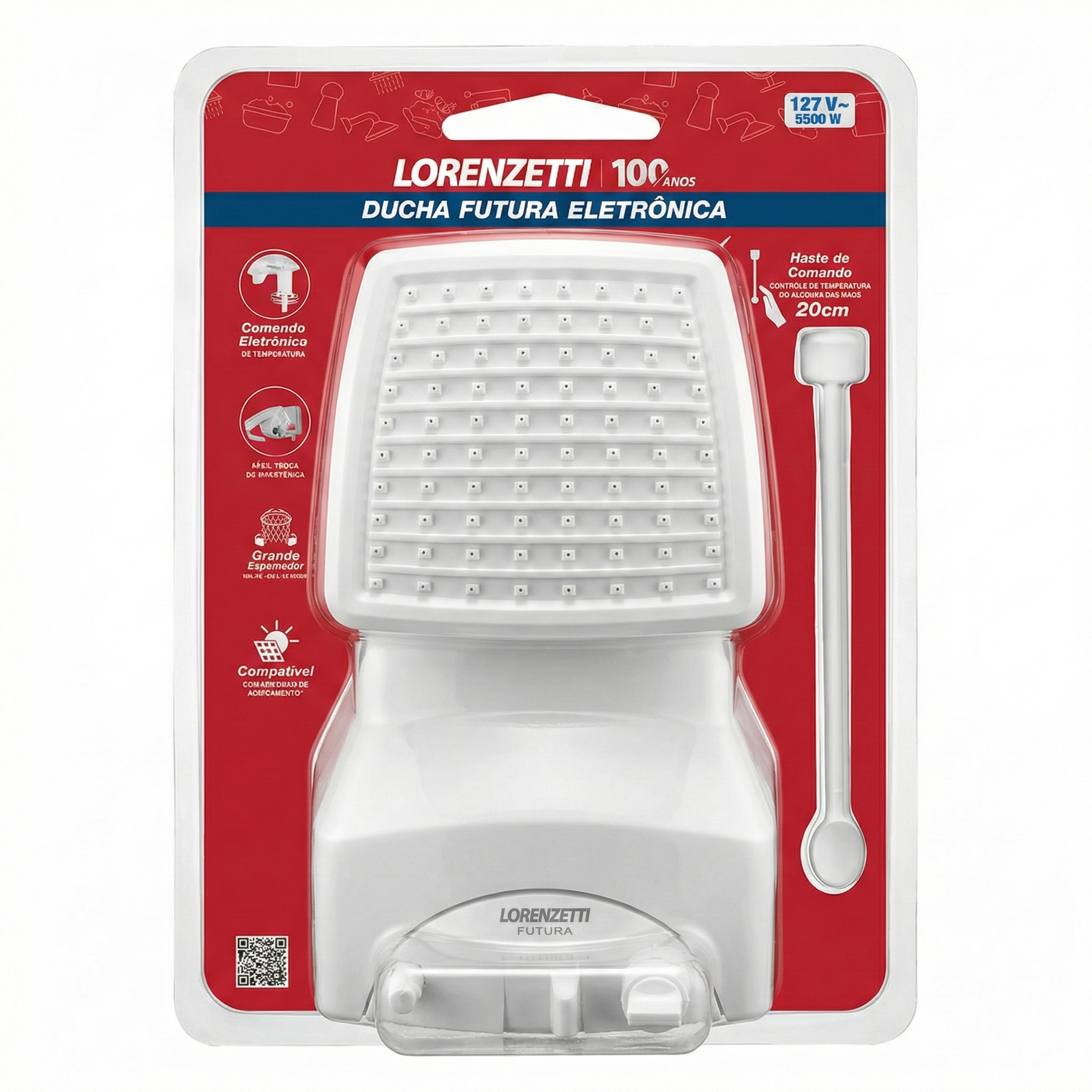 Ducha Futura Eletrônica Lorenzetti 127V 5500W - Controle Gradual de Temperatura