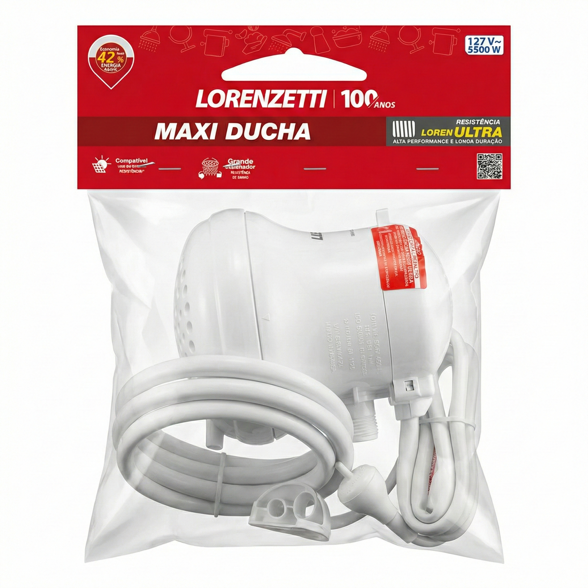 Ducha Lorenzetti Maxi Ducha Ultra 5500W - 3 Temperaturas - Disponível em 127V e 220V