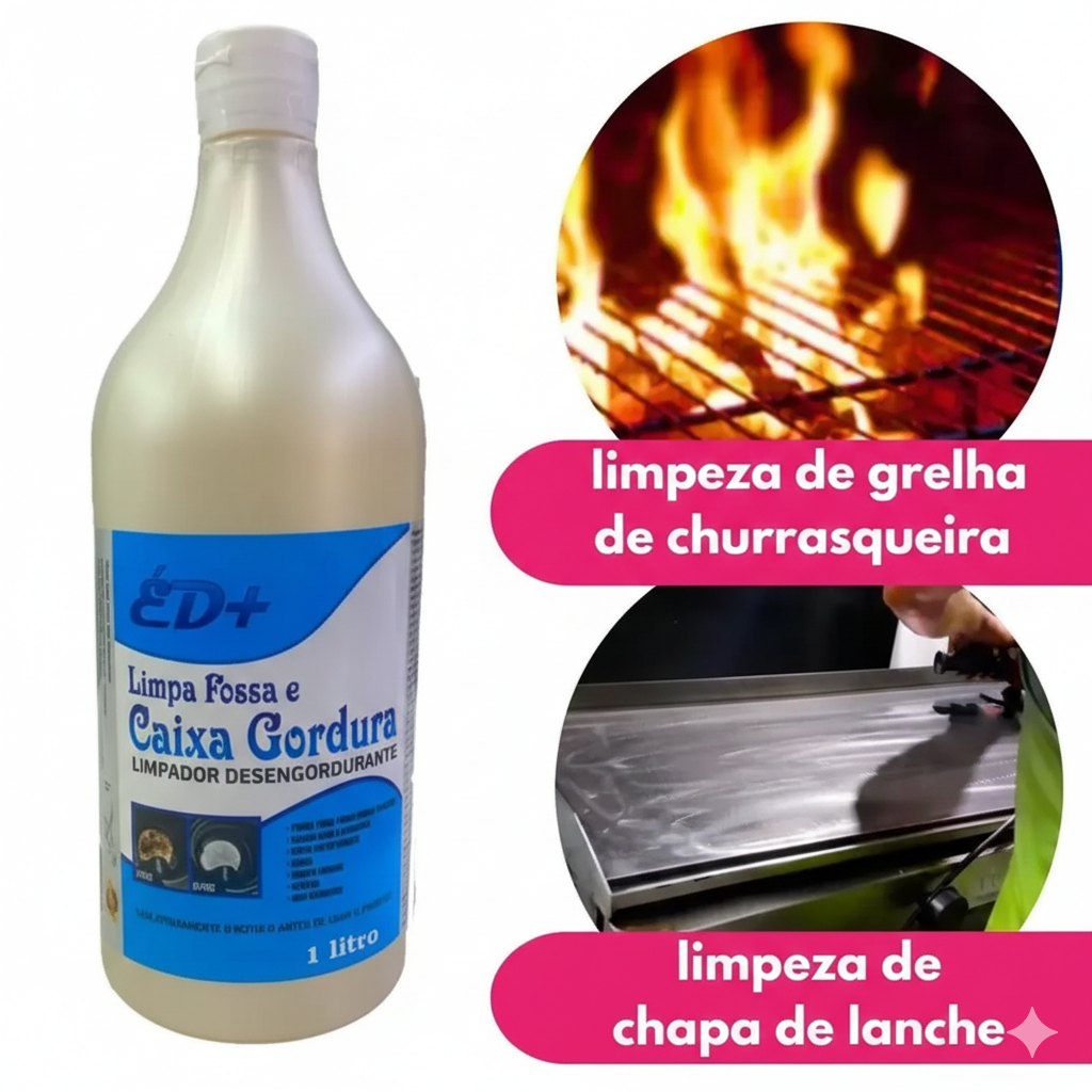 Limpa Fossa e Caixa de Gordura ED+ Desengordurante Concentrado 1 Litro