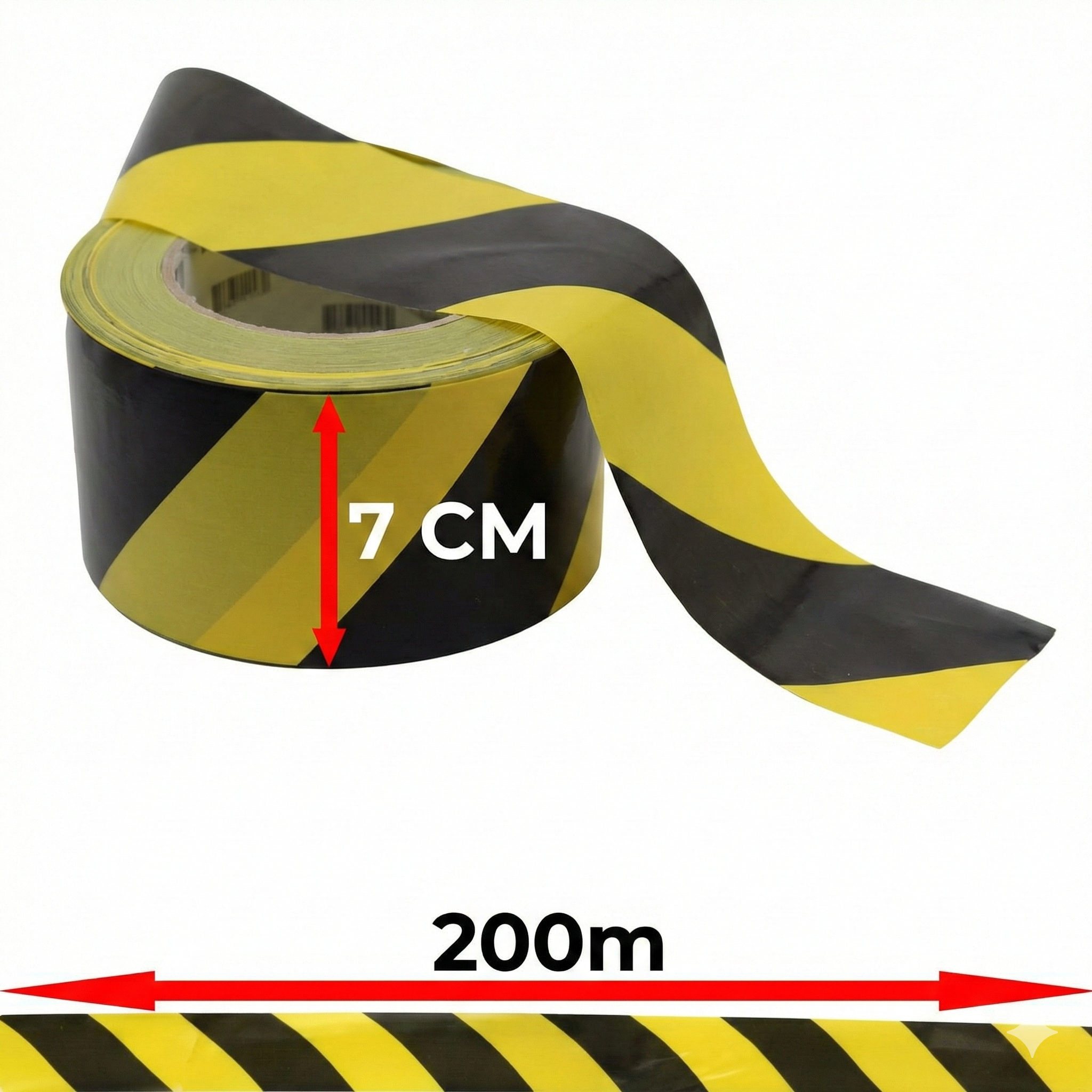 Fita de Demarcação Preta e Amarela Adere 70mm x 200m – Sinalização de Segurança