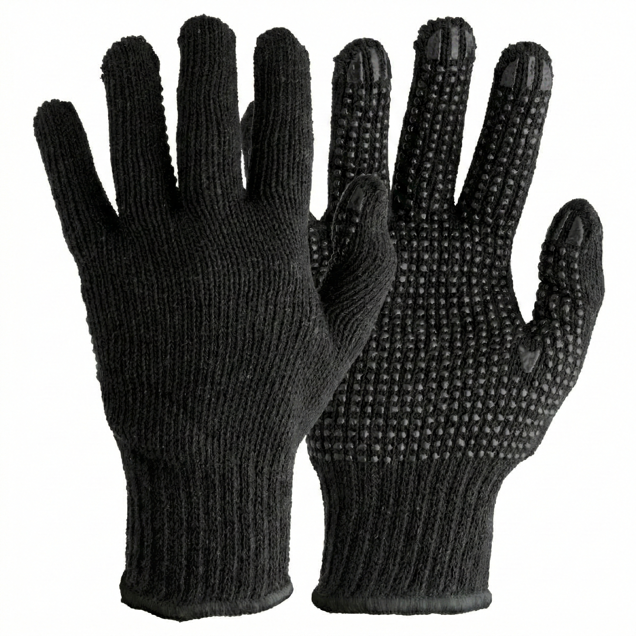 Luva de Segurança em Tecido Algodão Pigmentada Preta com Grip Antiderrapante