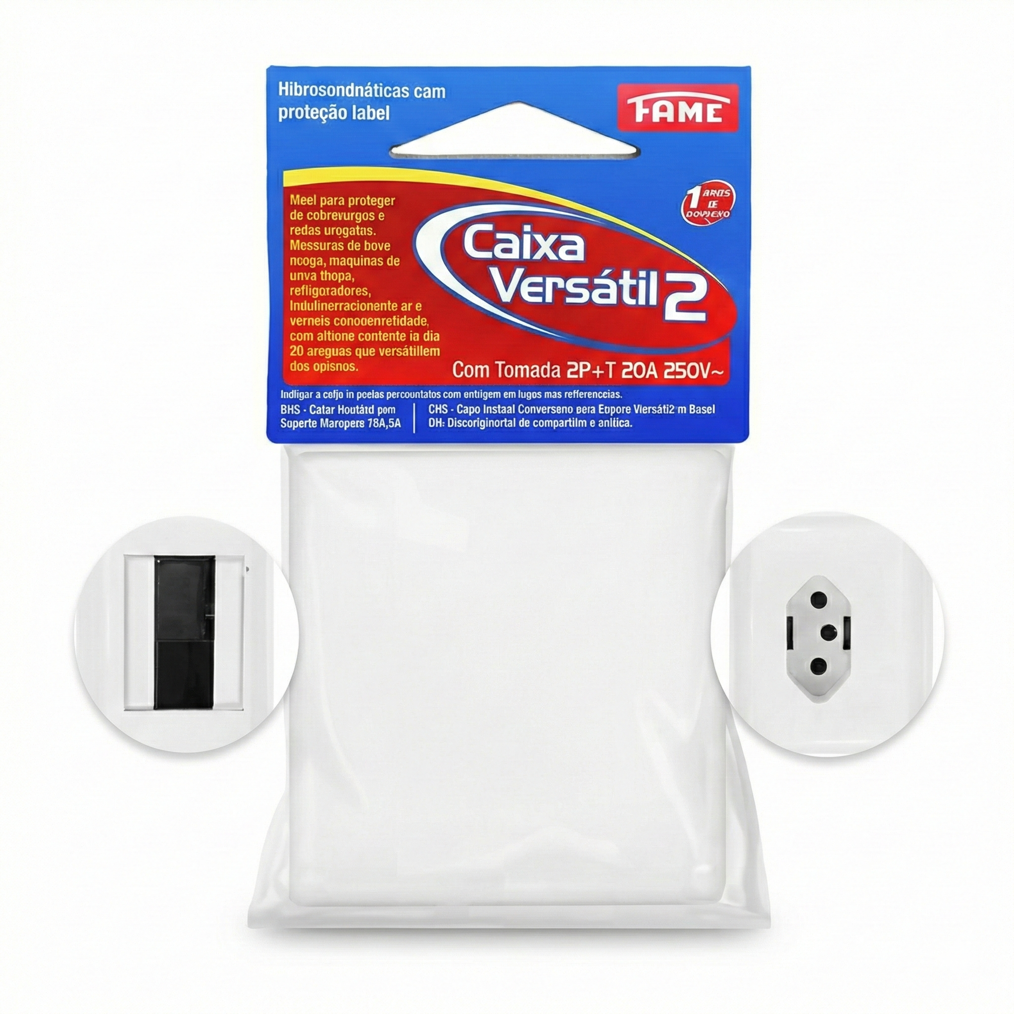 Caixa Versátil 2 FAME de Sobrepor com Tomada 20A - Ideal para Ar Condicionado e Micro-ondas