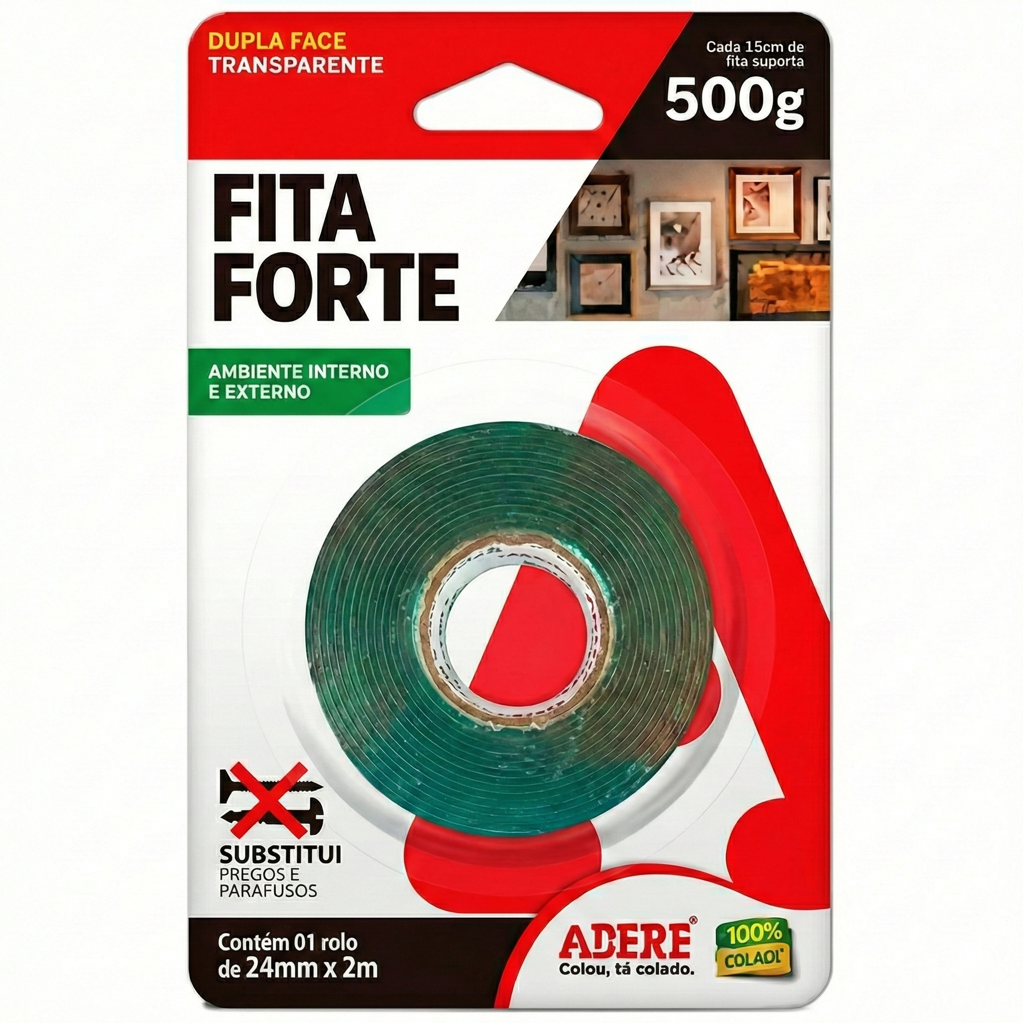 Fita Dupla Face Transparente Fita Forte Adere 12mm x 2m – Até 500g